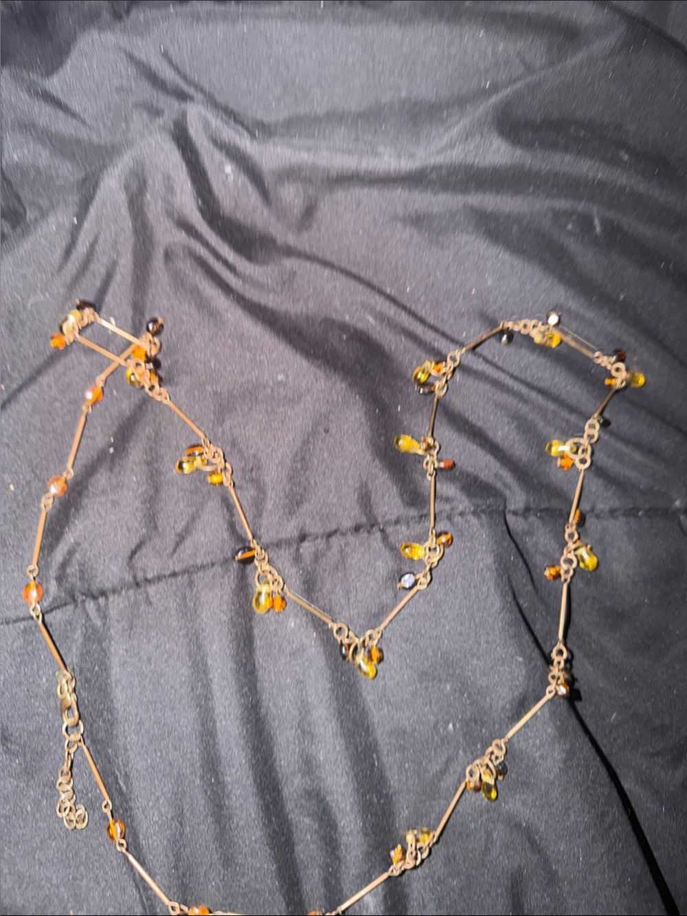Aeropostale Delicate Amber Bead Station Necklace
